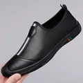Men's black hollow leather loafers with iconic red and green side stripes detail - EU 38 / Black Hollow