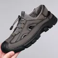 Sandales outdoor homme marron foncé avec semelle en caoutchouc et cordon élastique - EU 38 / Kaki