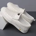 Mocassini da uomo in pelle bianca con design a traforo a diamante traspirante - EU 38 / Bianco Traforato