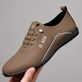 Mocassins en cuir marron pour hommes avec coutures blanches et semelle antidérapante - 38 / Marron