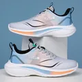 Men's mesh breathable sport sneakers in grey and light blue with cushioned sole - EU 38 / Grey Orange Mesh