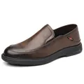 Men's dark brown leather slip-on shoes with breathable hollow design and rubber soles - EU 38 / Brown Single Shoes