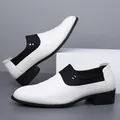 Classic black and white contrast men's business leather shoes in a slip-on design - EU 38 / White