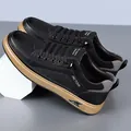 Baskets noires à enfiler pour hommes avec semelle épaisse marron et texture tissée - 38 / Noir Doublure Simple