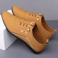 Men's mustard yellow slip-on loafer with side embroidery and non-slip rubber sole - EU 38 / Yellow
