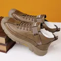 Brown high-top men's winter boots with thick faux fur lining and non-slip soles - 38 / Fleece Lined Style / Brown