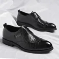 Scarpe stringate da uomo in pelle nera con fibbie decorative per abiti formali - EU 37 / Scarpe Nere Tinta Unita