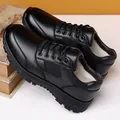 Black leather warm sneakers with thick anti-slip sole and thick white faux fur lining - 38 / Fleece Thermal Style / Black