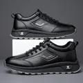 Men's black casual sports shoes with fleece lining and thick non-slip saw-tooth soles - EU 38 / Black Solid Shoes