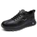 Men's winter thermal sneakers in black with warm fleece lining and thick soles - EU 38 / Black Fleece Lined