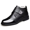 Botas de negocios para hombre en cuero negro con forro cálido y punta brillante - 38 / Negro Forrado de Felpa