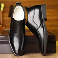 Botas brogue de negocios negras para hombre con forro de lana y cremallera lateral - EU 38 / Negro Forrado de Felpa