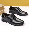 Men's formal black leather dress shoes with warm brown fleece lining for winter business - EU 38 / Black Lace-up Plus Velvet