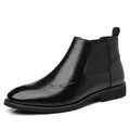 Stivaletto Chelsea classico in pelle nera con dettagli Brogue e inserto elastico - 38 / Scarpe Nere Tinta Unita