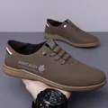 Men's dark brown slip-on casual shoes with warm lining and non-slip rubber sole - Dark Brown Unlined (8593)
