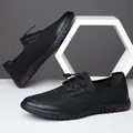 Black breathable mesh men's loafers with soft soles and elastic drawstring closure - EU 38 / Black