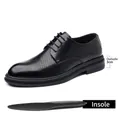 Schwarze Herren Business-Lederschuhe mit Lochmuster, flacher Sohle und klassischer Schnürung - 37 / Schwarz Flach Ausgehöhlt Stil