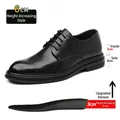 Men's black height-increasing dress shoe with 6cm lift and leather texture - 37 / Height-Increasing Business Style (新28902) / Black Height Increasing