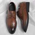 Brown brogue dress shoes for men with gradient finish and crocodile texture detail - EU 37 / Brown