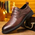 Zapatos derby brogue marrón de cuero grabado con suela gruesa de goma para hombre - 38 / Estilo para Todas las Estaciones / Marrón