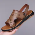 Sandali 2 in 1 da uomo marroni con cinturino regolabile e suola morbida antiscivolo - EU 38 / Kaki
