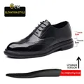 Men's black Brogue dress shoes with 6cm height increase insoles in a sleek shiny finish - 38 / 6CM Business Height Increasing Style (3007) / Black