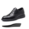 Black Brogue elevator shoes for men with 8cm height increase and hidden insoles - 38 / 8cm Hollow Increase Style (3008) / Black