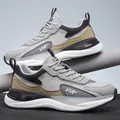 Baskets de sport respirantes en mesh pour hommes en gris et noir à semelle épaisse - EU 38 / Kaki (Style Maille)