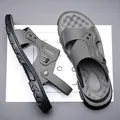 Men's sage green beach sandals with dual-use heel strap and anti-slip sole - EU 38 / Gray