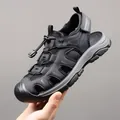Sandales d'extérieur pour hommes en maille noire avec lacets rapides et semelle gomme - EU 38 / Noir