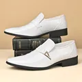 Polished white patent leather loafers for men with gold metal triangle buckle detail - EU 38 / White Unlined