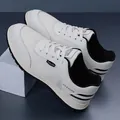 White breathable mesh sports shoes for men with black fashion lettering and accents - 38 / White