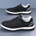 Men's breathable mesh sneakers in black and white with fashion lettering detail - 38 / Black