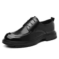 Chaussure richelieu noire pour homme avec perforations et semelle en caoutchouc épais - Ajouré Noir
