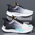 Men's mesh running shoes in grey gradient with cyan accents and cushioned sole - EU 38 / Grey Orange