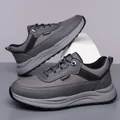 Grey and black breathable men's lightweight casual sneakers with fashion logo detail - EU 40 / Gray