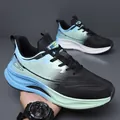 Men's fashion sneakers in blue and green gradient finish with thick anti-slip sole - 38 / Black Blue Leather Surface