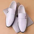 Polished white monk strap shoes with bronze buckle and black sole for formal occasions - EU 38 / White