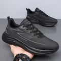 Baskets noires pour hommes en maille respirante avec semelle EVA épaisse amortissante - 38 / Tout Noir Cuir