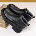 Botas de invierno para hombre en cuero negro granulado con forro cálido de pelo sintético - EU 38 / Estilo de Cremallera Negra