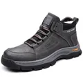 Deep grey insulated men's snow boots with warm faux fur lining and anti-slip rubber soles - EU 38 / Grey Fleece-lined