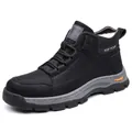 Men's black winter snow boots with warm faux fur lining and anti-slip rubber soles - EU 38 / Black Fleece Lined