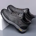 Men's high-top winter snow boots in dark grey with anti-slip thick rubber sole - EU 38 / Gray Normal Lined