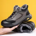 Men's warm high-top snow boots in dark grey with thick fleece lining and rubber soles - EU 38 / Dark Gray Fleece Lined