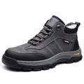 Men's dark grey high-top winter boots with warm lining and non-slip rubber soles - EU 38 / Grey Fleece-lined