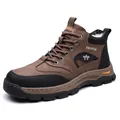 Braune und schwarze Winter-Wanderschuhe für Herren mit warmem Kunstfell-Futter - Braun Fleece Gefüttert (3369)