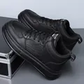 Men's high-top black leather sneakers with durable synthetic upper and lace-up design - EU 39 / Black High-top