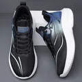 Men's blue and black gradient sneakers with breathable mesh and thick white soles - EU 38 / Black Blue Leather Surface