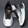 Waterproof leather running shoe for men in white, black and grey with orange accents - EU 38 / Gray Leather Surface
