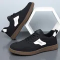 Men's black fashion sneakers with quilted faux leather and brown rubber sole - EU 38 / Black